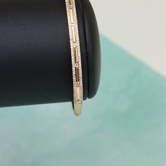 Elegant Dual Row Diamond-Cut Rose Gold Bangle for Women, XPBL0442 - Picture 7 of 11